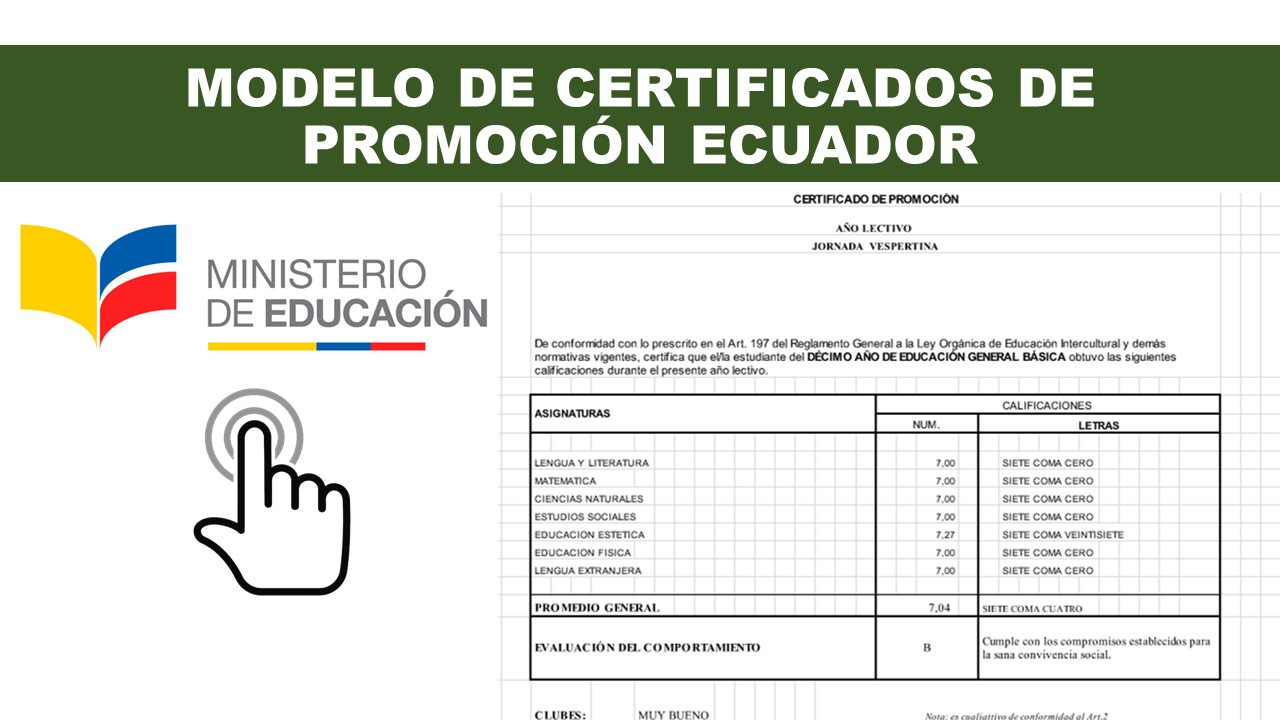 Modelo de Certificados de Promoción Ministerio de Educación
